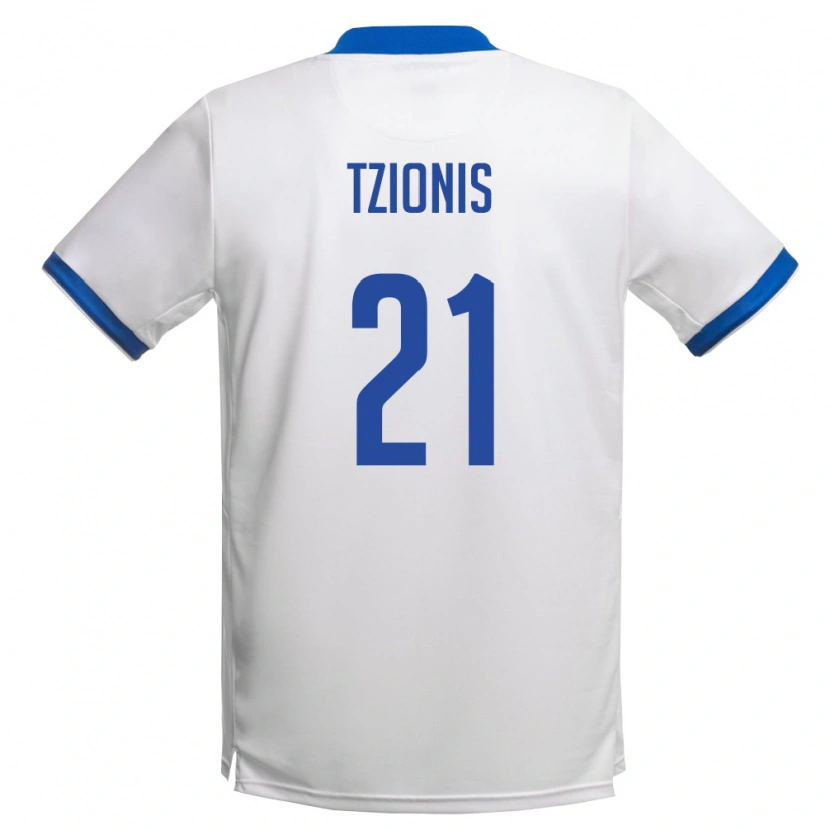 Danxen Pánské Kypr Marinos Tzionis #21 Bílá Královská Modrá Daleko Hráčské Dresy 26-28 Dres