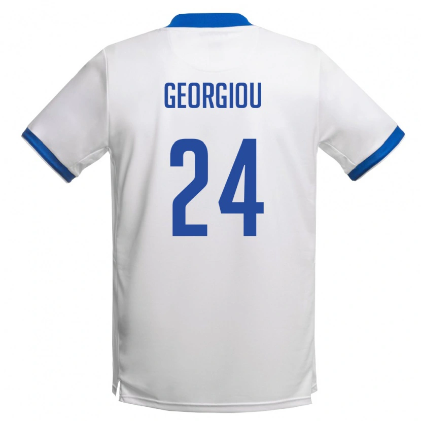 Danxen Pánské Kypr Stavros Georgiou #24 Bílá Královská Modrá Daleko Hráčské Dresy 26-28 Dres