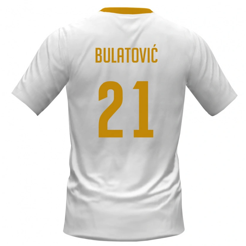 Danxen Pánské Černá Hora Andrija Bulatovic #21 Bílá Červená Žlutá Daleko Hráčské Dresy 26-28 Dres