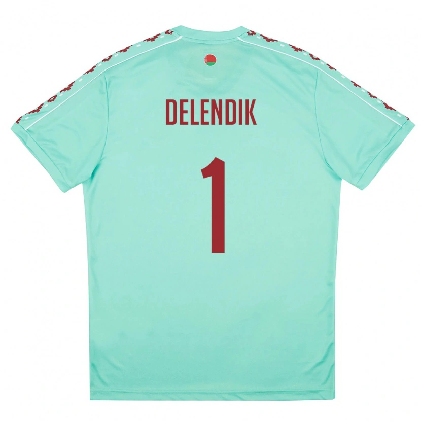 Danxen Pánské Bělorusko Matvey Delendik #1 Světle Zelená Vínová Daleko Hráčské Dresy 26-28 Dres