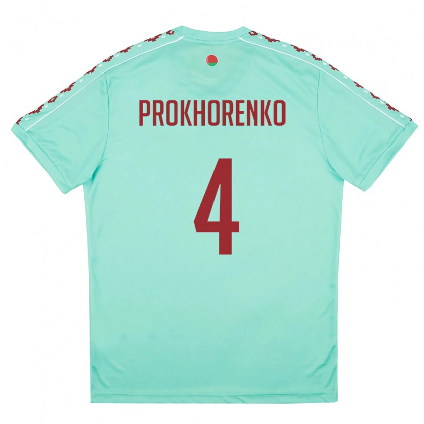 Danxen Pánské Bělorusko Aleksandr Prokhorenko #4 Světle Zelená Vínová Daleko Hráčské Dresy 26-28 Dres