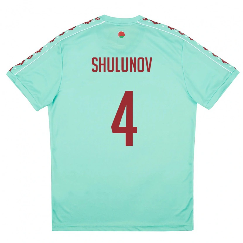 Danxen Pánské Bělorusko Artem Shulunov #4 Světle Zelená Vínová Daleko Hráčské Dresy 26-28 Dres