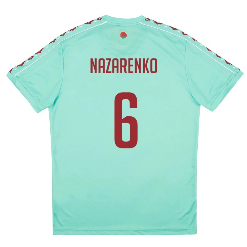 Danxen Pánské Bělorusko Artur Nazarenko #6 Světle Zelená Vínová Daleko Hráčské Dresy 26-28 Dres