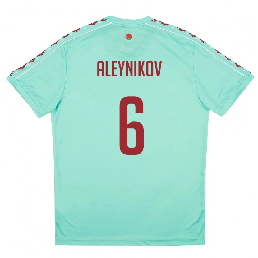 Danxen Pánské Bělorusko Marat Aleynikov #6 Světle Zelená Vínová Daleko Hráčské Dresy 26-28 Dres