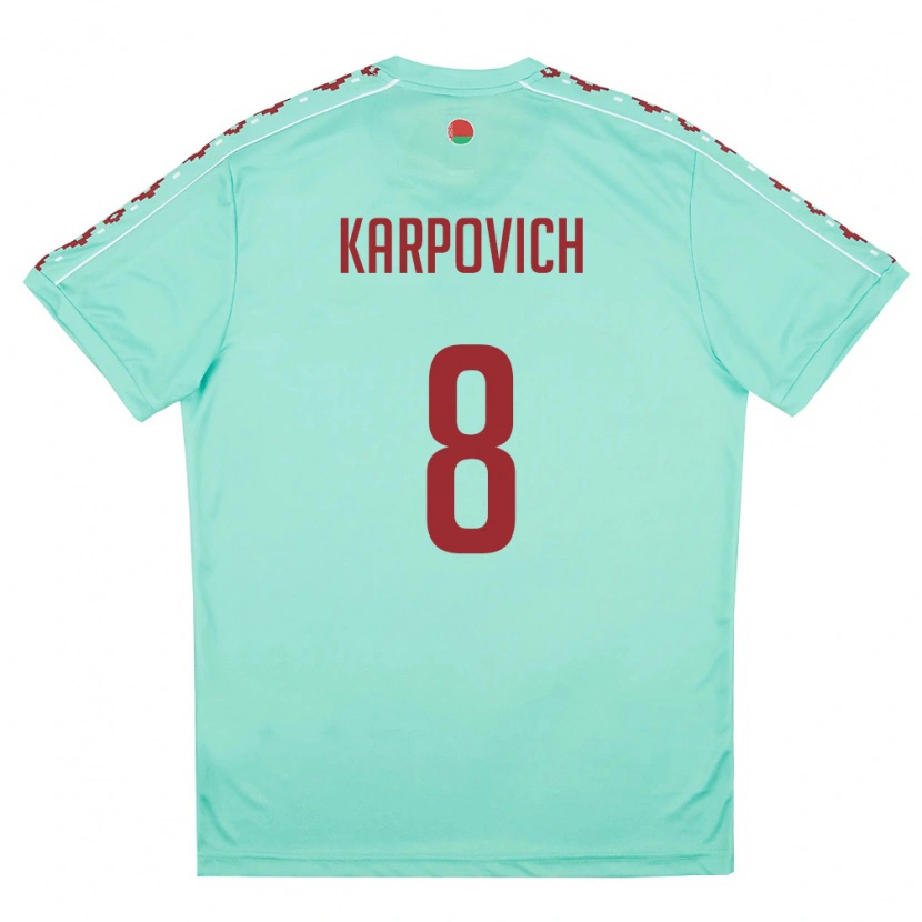 Danxen Pánské Bělorusko Maksim Karpovich #8 Světle Zelená Vínová Daleko Hráčské Dresy 26-28 Dres