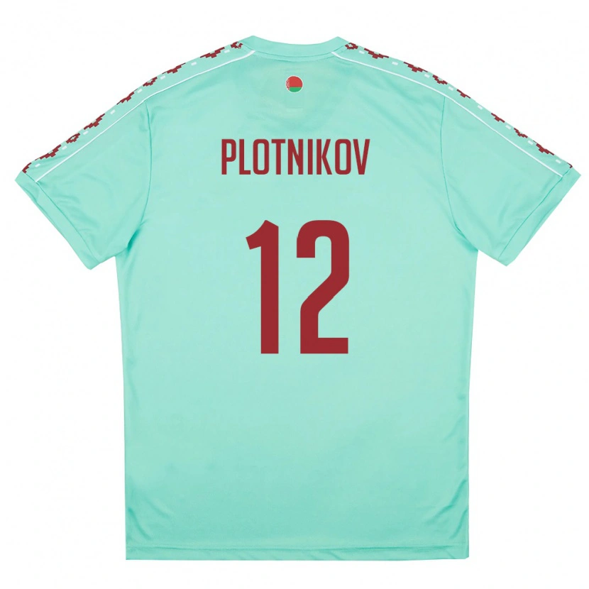 Danxen Pánské Bělorusko Maksim Plotnikov #12 Světle Zelená Vínová Daleko Hráčské Dresy 26-28 Dres