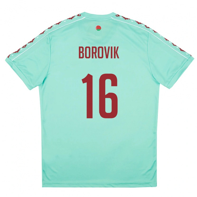 Danxen Pánské Bělorusko Grigoriy Borovik #16 Světle Zelená Vínová Daleko Hráčské Dresy 26-28 Dres