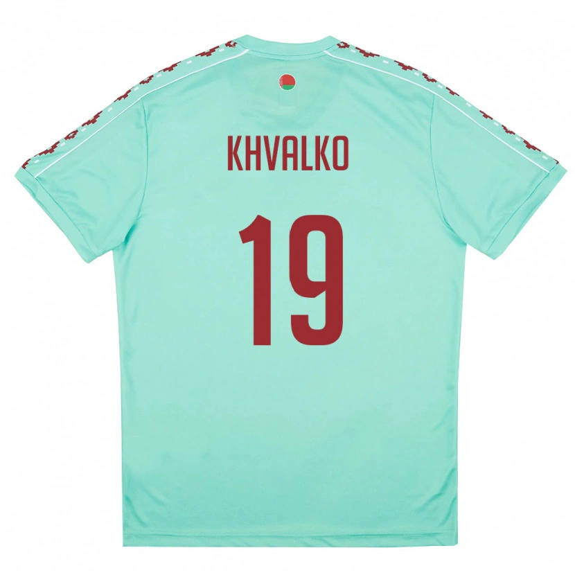 Danxen Pánské Bělorusko Egor Khvalko #19 Světle Zelená Vínová Daleko Hráčské Dresy 26-28 Dres