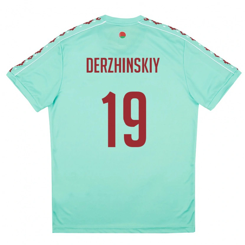 Danxen Pánské Bělorusko Aleksandr Derzhinskiy #19 Světle Zelená Vínová Daleko Hráčské Dresy 26-28 Dres