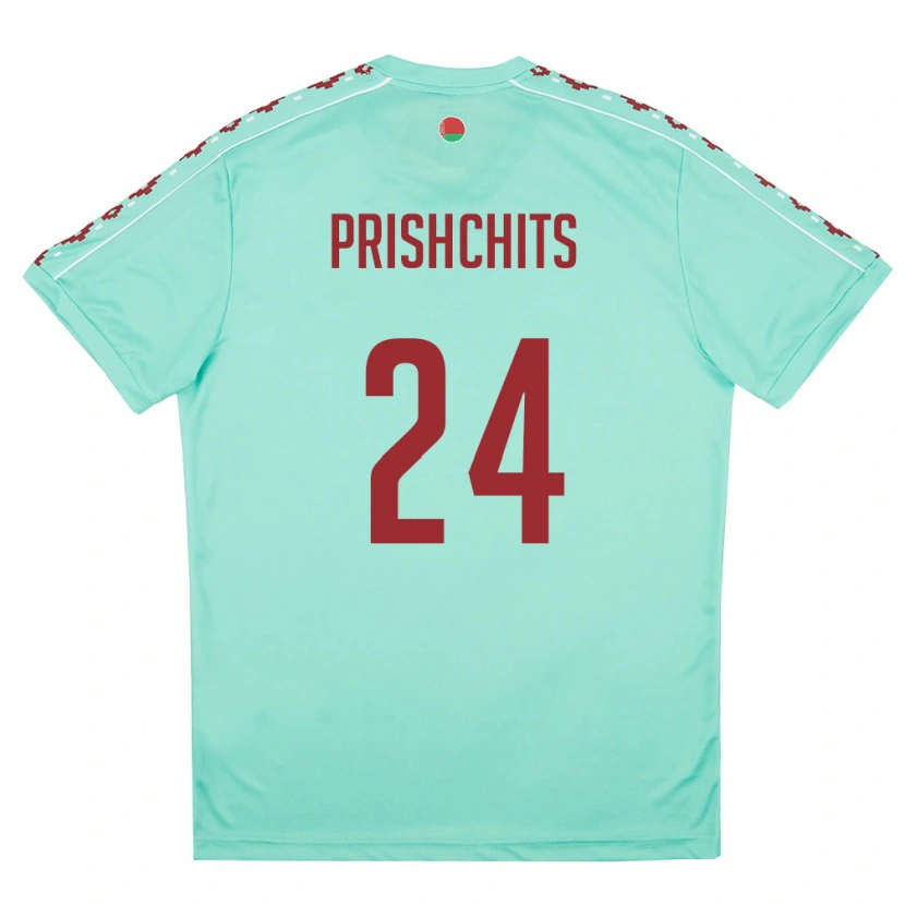 Danxen Pánské Bělorusko Daniil Prishchits #24 Světle Zelená Vínová Daleko Hráčské Dresy 26-28 Dres