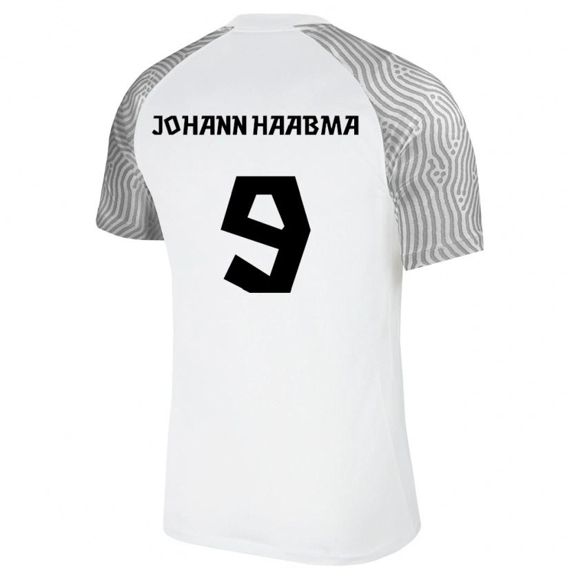 Danxen Pánské Estonsko Karl Johann Haabma #9 Bílá Šedá Daleko Hráčské Dresy 26-28 Dres