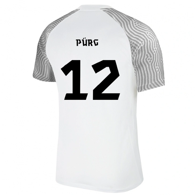Danxen Pánské Estonsko Gregor Pürg #12 Bílá Šedá Daleko Hráčské Dresy 26-28 Dres