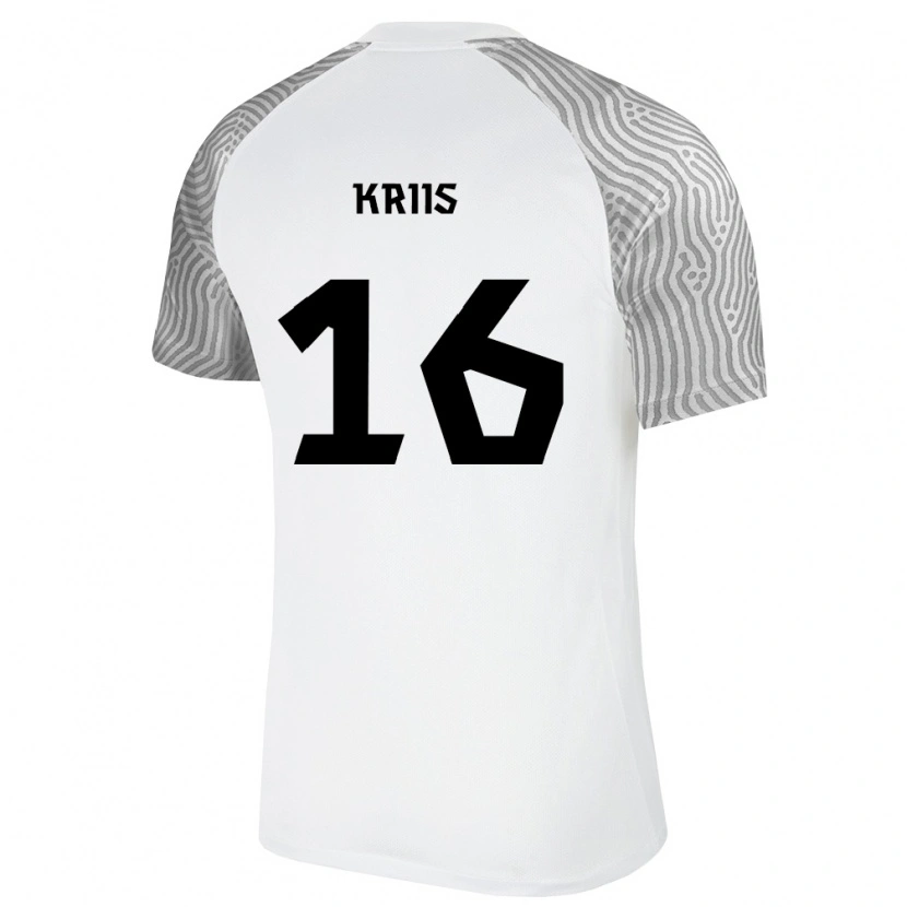 Danxen Pánské Estonsko Kristjan Kriis #16 Bílá Šedá Daleko Hráčské Dresy 26-28 Dres