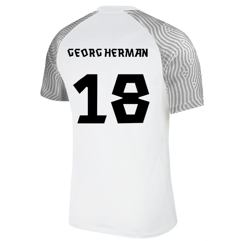Danxen Pánské Estonsko Gustav Georg Herman #18 Bílá Šedá Daleko Hráčské Dresy 26-28 Dres
