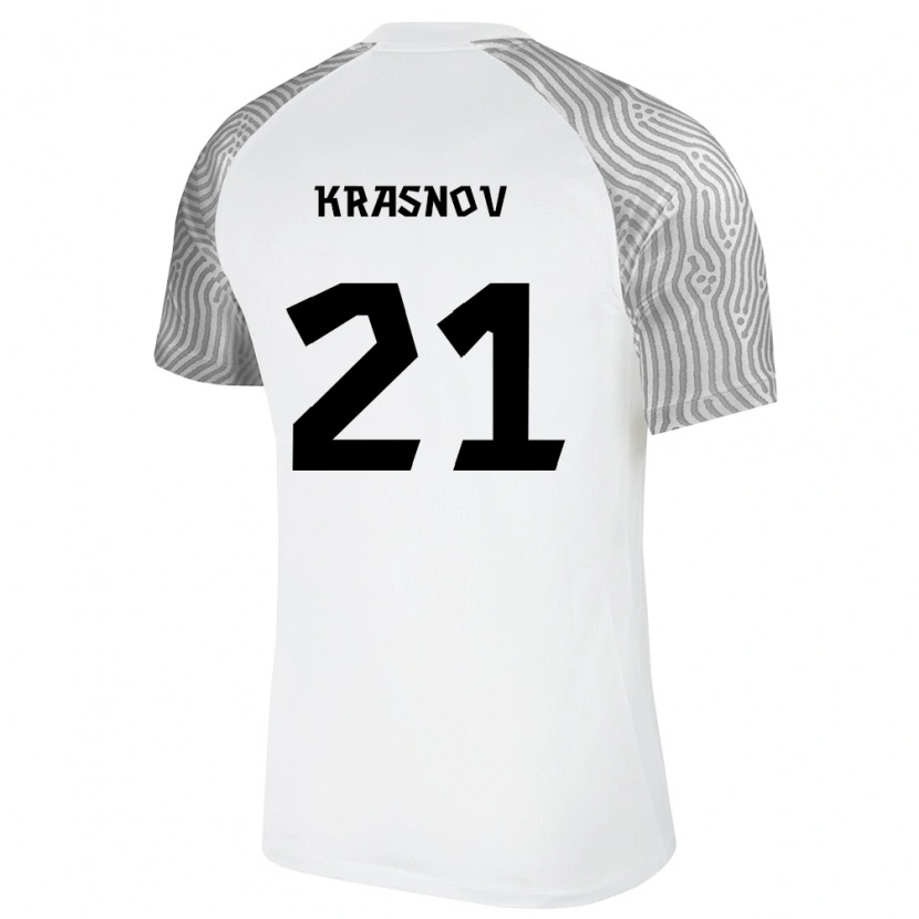 Danxen Pánské Estonsko Ivan Krasnov #21 Bílá Šedá Daleko Hráčské Dresy 26-28 Dres