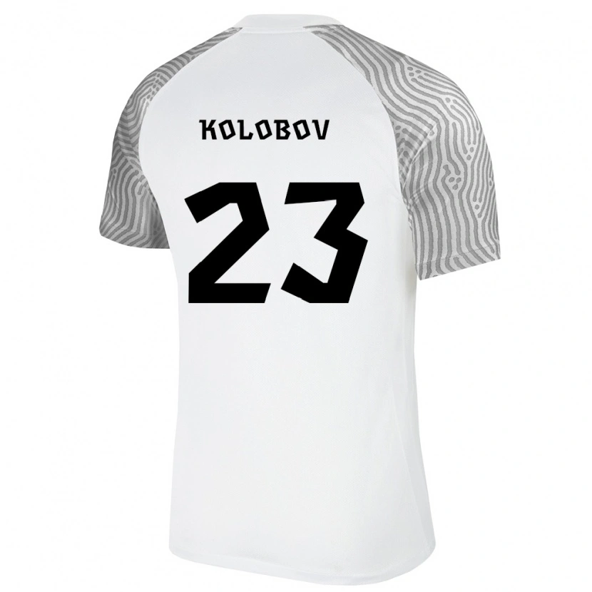 Danxen Pánské Estonsko Mihhail Kolobov #23 Bílá Šedá Daleko Hráčské Dresy 26-28 Dres