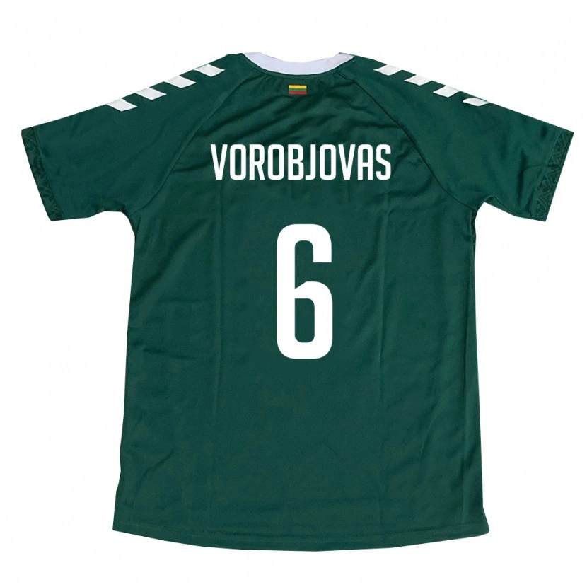 Danxen Pánské Litva Modestas Vorobjovas #6 Tmavě Zelená Bílá Daleko Hráčské Dresy 26-28 Dres