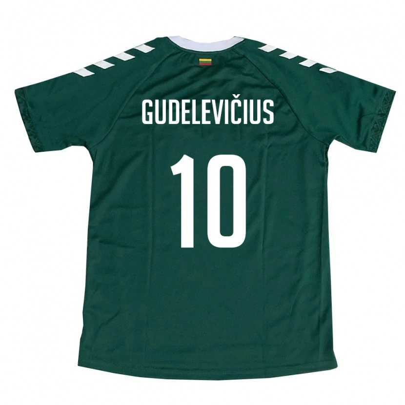 Danxen Pánské Litva Ernestas Gudelevičius #10 Tmavě Zelená Bílá Daleko Hráčské Dresy 26-28 Dres
