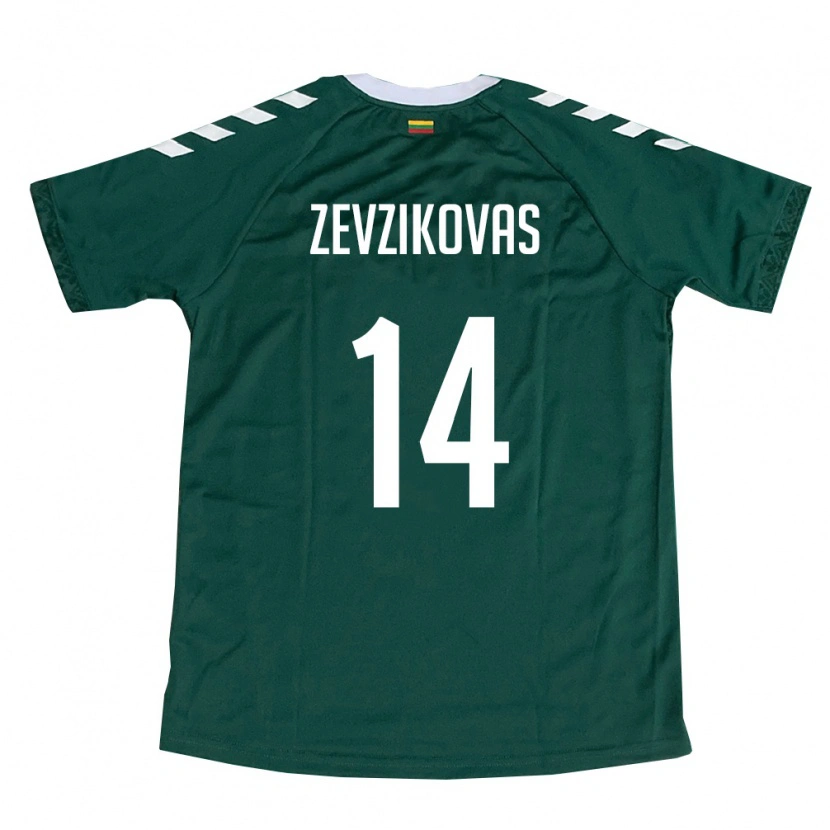 Danxen Pánské Litva Denis Ževžikovas #14 Tmavě Zelená Bílá Daleko Hráčské Dresy 26-28 Dres