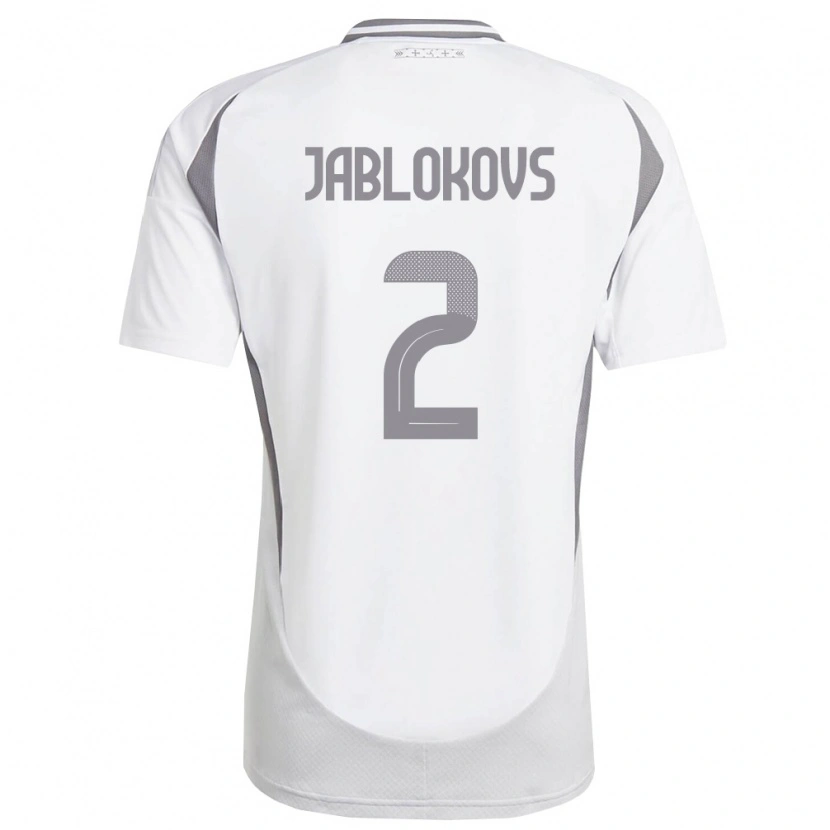Danxen Pánské Lotyšsko Roberts Jablokovs #2 Bílá Tmavě Šedá Daleko Hráčské Dresy 26-28 Dres