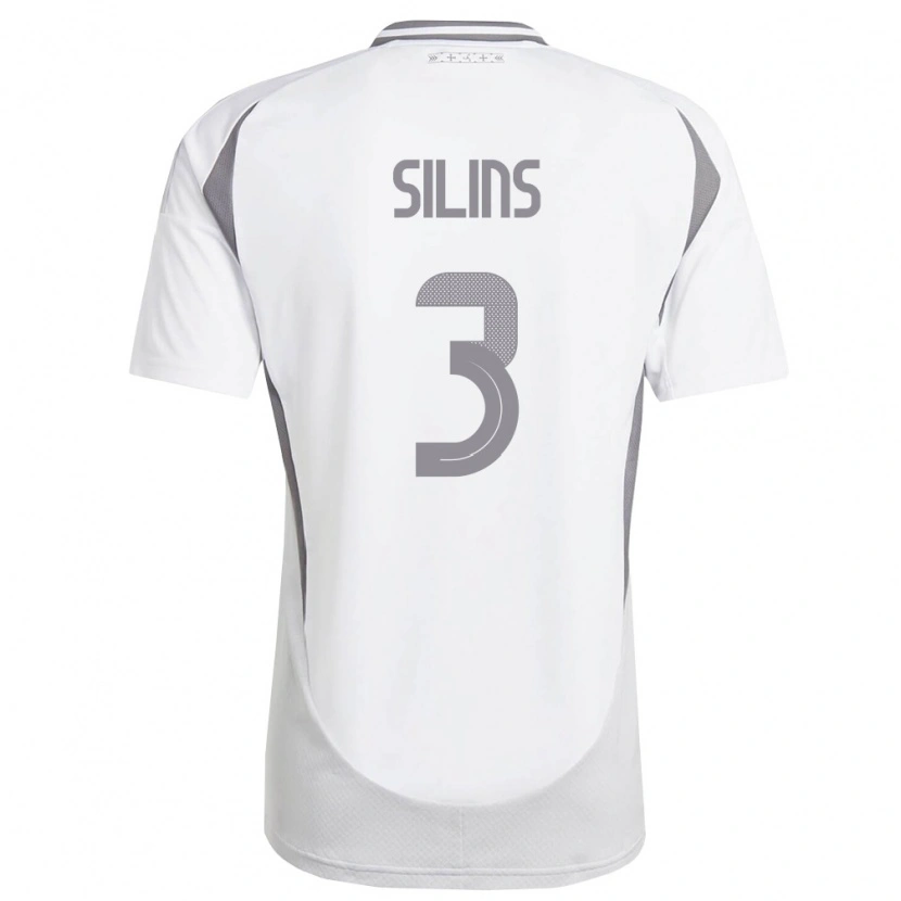 Danxen Pánské Lotyšsko Matiss Silins #3 Bílá Tmavě Šedá Daleko Hráčské Dresy 26-28 Dres