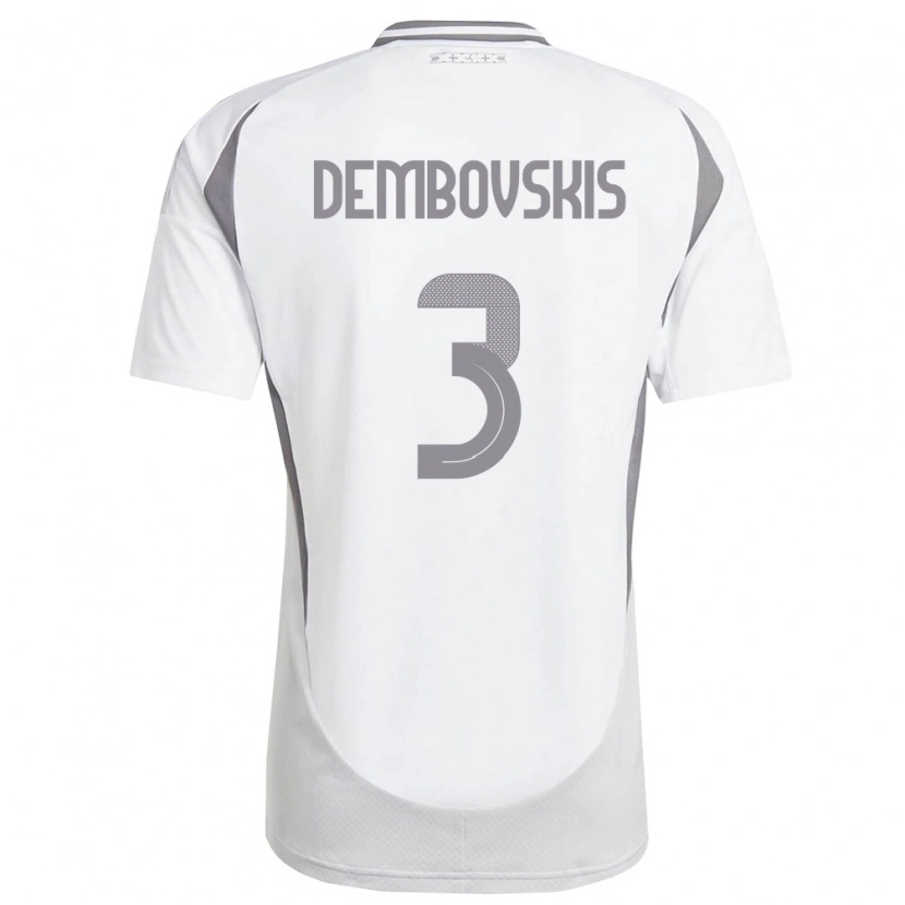 Danxen Pánské Lotyšsko Markuss Dembovskis #3 Bílá Tmavě Šedá Daleko Hráčské Dresy 26-28 Dres