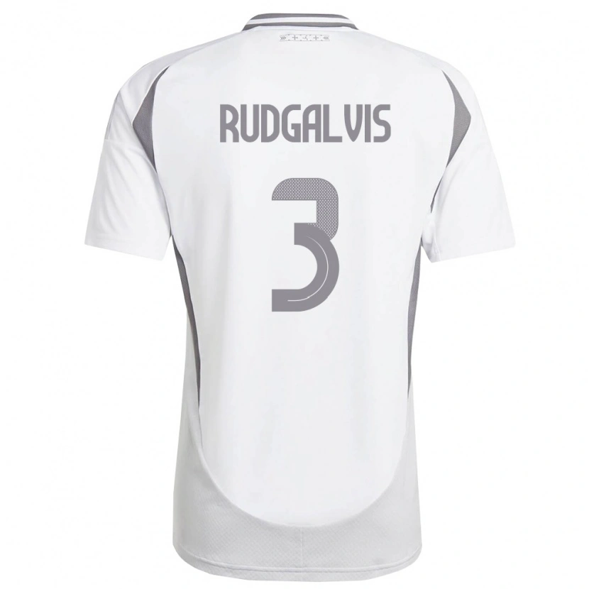 Danxen Pánské Lotyšsko Daniels Rudgalvis #3 Bílá Tmavě Šedá Daleko Hráčské Dresy 26-28 Dres