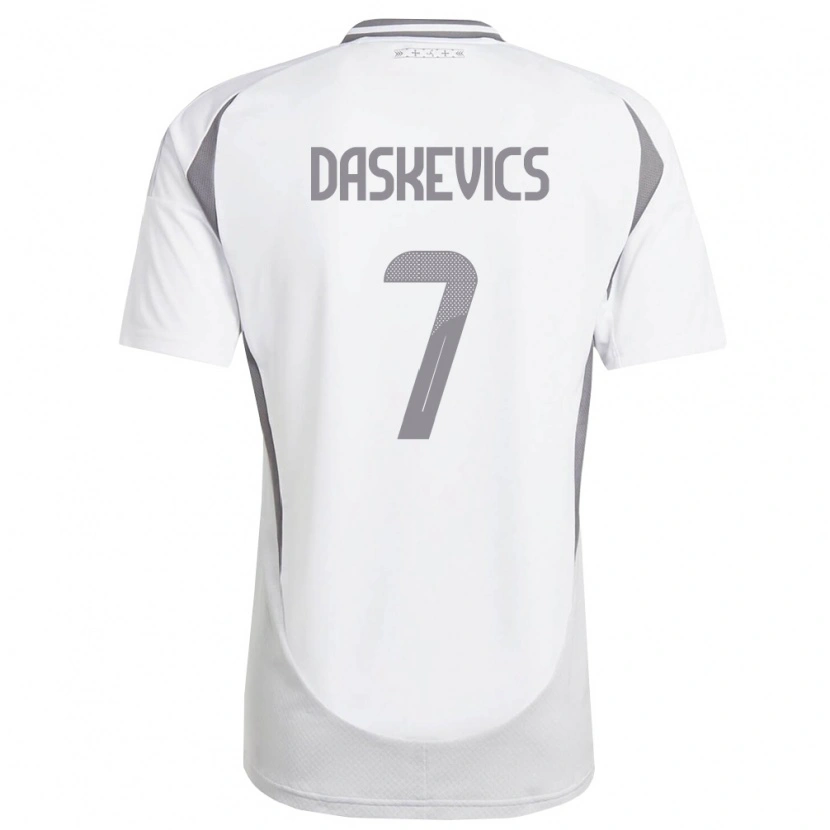 Danxen Pánské Lotyšsko Eduards Daskevics #7 Bílá Tmavě Šedá Daleko Hráčské Dresy 26-28 Dres