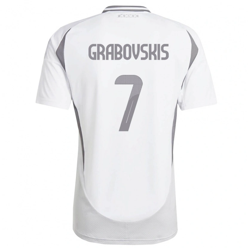 Danxen Pánské Lotyšsko Kristaps Grabovskis #7 Bílá Tmavě Šedá Daleko Hráčské Dresy 26-28 Dres