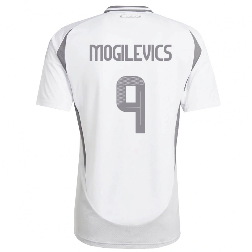 Danxen Pánské Lotyšsko Miroslavs Mogilevics #9 Bílá Tmavě Šedá Daleko Hráčské Dresy 26-28 Dres