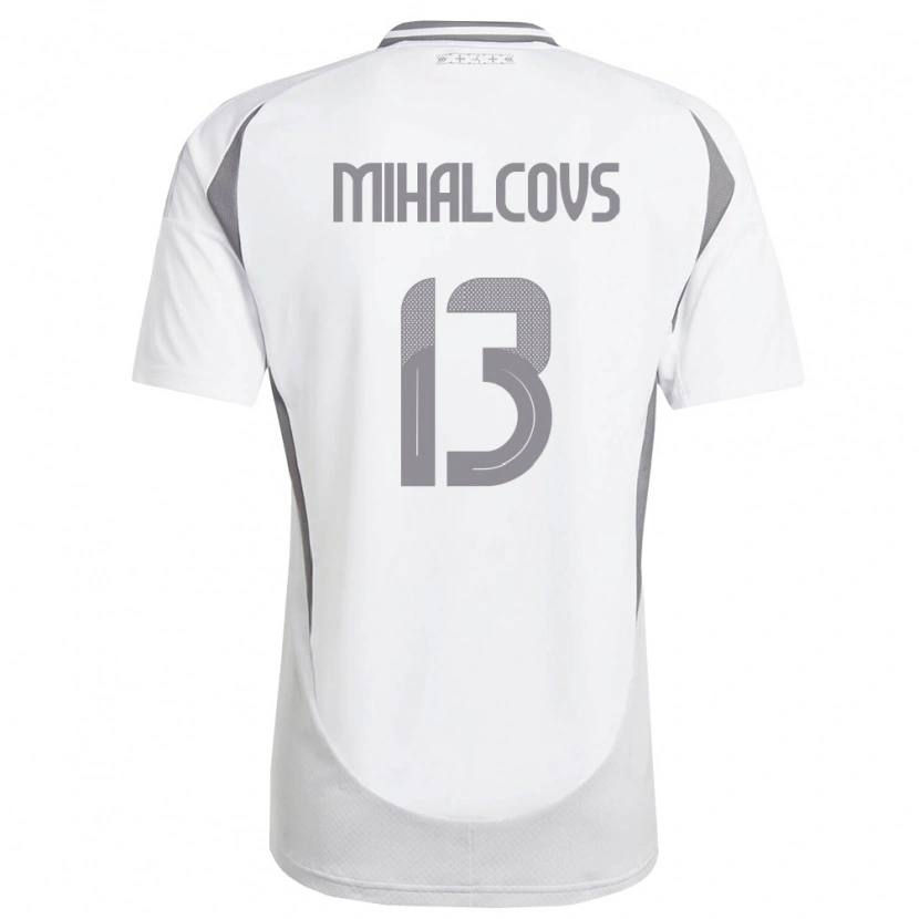 Danxen Pánské Lotyšsko Glebs Mihalcovs #13 Bílá Tmavě Šedá Daleko Hráčské Dresy 26-28 Dres