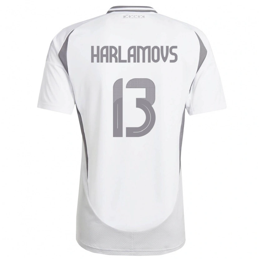 Danxen Pánské Lotyšsko Ilja Harlamovs #13 Bílá Tmavě Šedá Daleko Hráčské Dresy 26-28 Dres