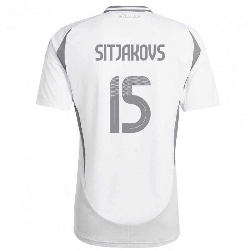 Danxen Pánské Lotyšsko Ralfs Sitjakovs #15 Bílá Tmavě Šedá Daleko Hráčské Dresy 26-28 Dres
