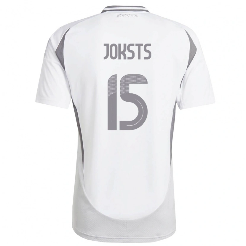Danxen Pánské Lotyšsko Helvijs Joksts #15 Bílá Tmavě Šedá Daleko Hráčské Dresy 26-28 Dres