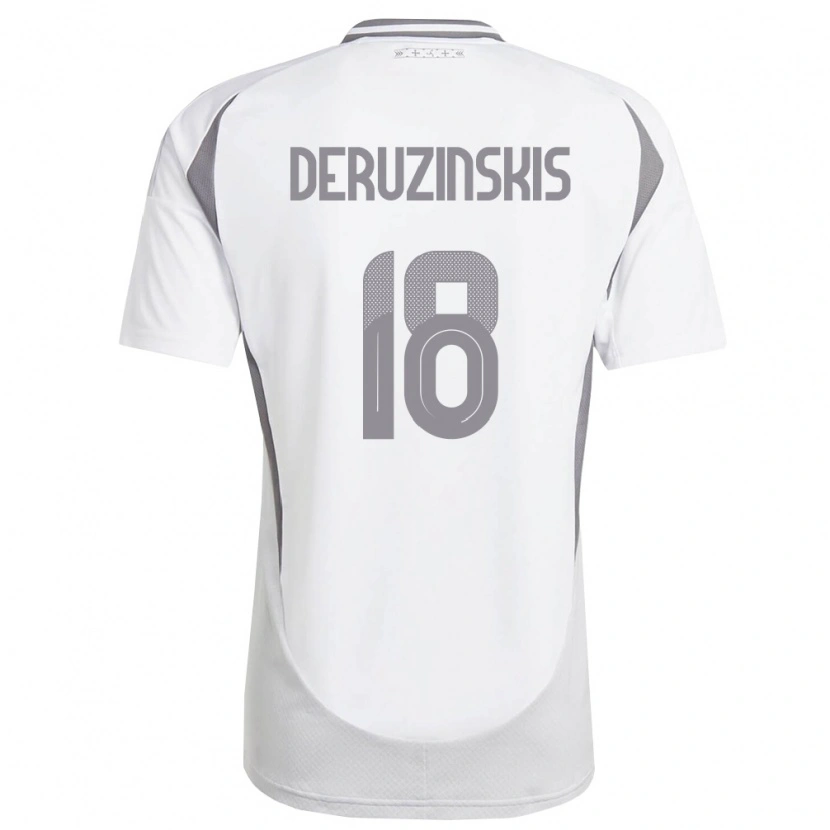 Danxen Pánské Lotyšsko Ruslans Deruzinskis #18 Bílá Tmavě Šedá Daleko Hráčské Dresy 26-28 Dres
