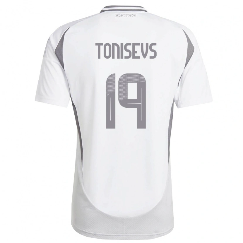 Danxen Pánské Lotyšsko Maksims Tonisevs #19 Bílá Tmavě Šedá Daleko Hráčské Dresy 26-28 Dres