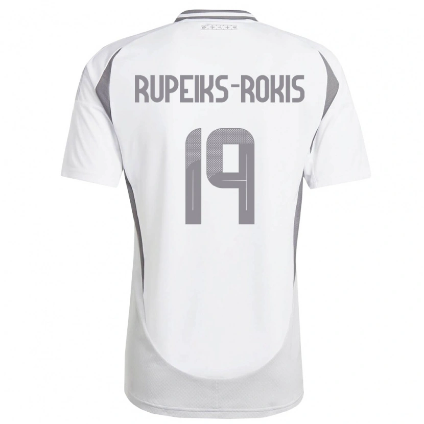 Danxen Pánské Lotyšsko Janis Rupeiks-Rokis #19 Bílá Tmavě Šedá Daleko Hráčské Dresy 26-28 Dres