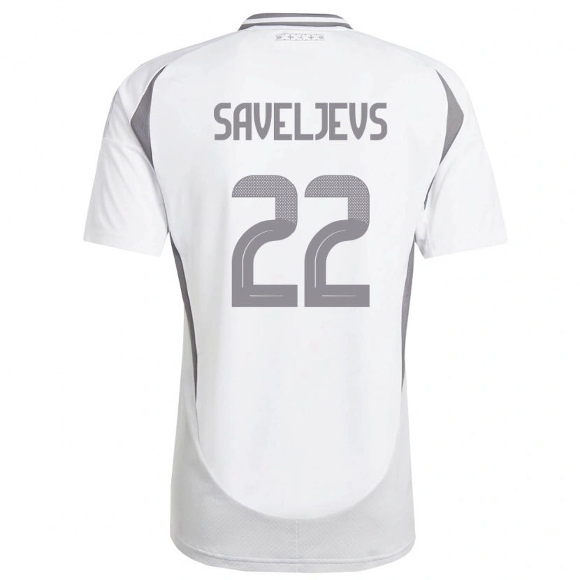 Danxen Pánské Lotyšsko Aleksejs Saveljevs #22 Bílá Tmavě Šedá Daleko Hráčské Dresy 26-28 Dres