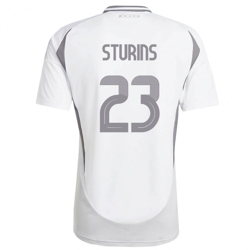 Danxen Pánské Lotyšsko Raivo Sturins #23 Bílá Tmavě Šedá Daleko Hráčské Dresy 26-28 Dres