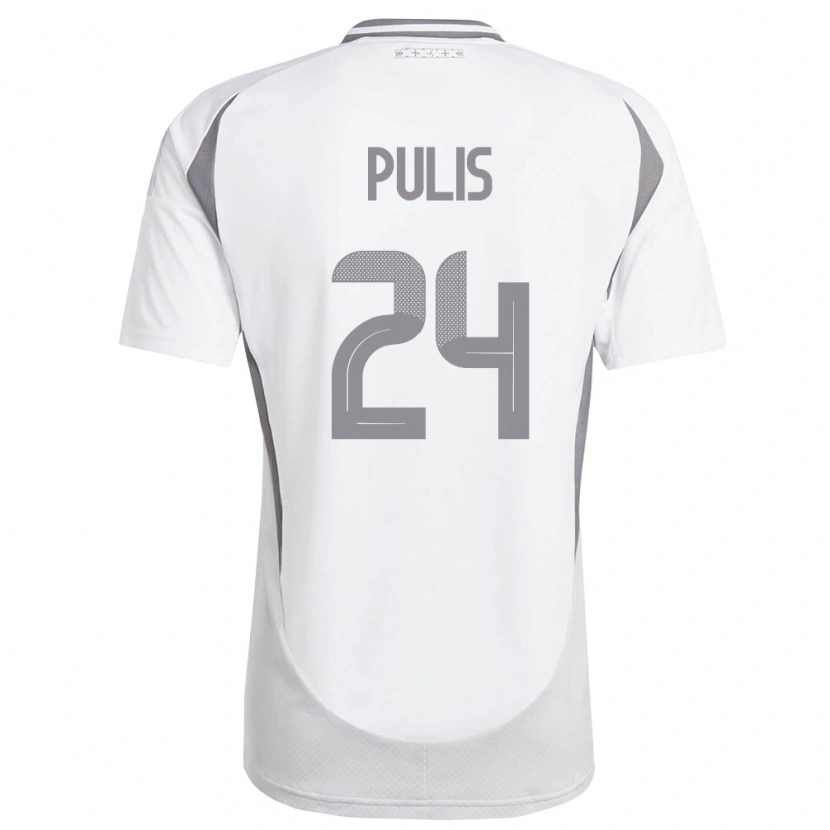 Danxen Pánské Lotyšsko Ingars Pulis #24 Bílá Tmavě Šedá Daleko Hráčské Dresy 26-28 Dres