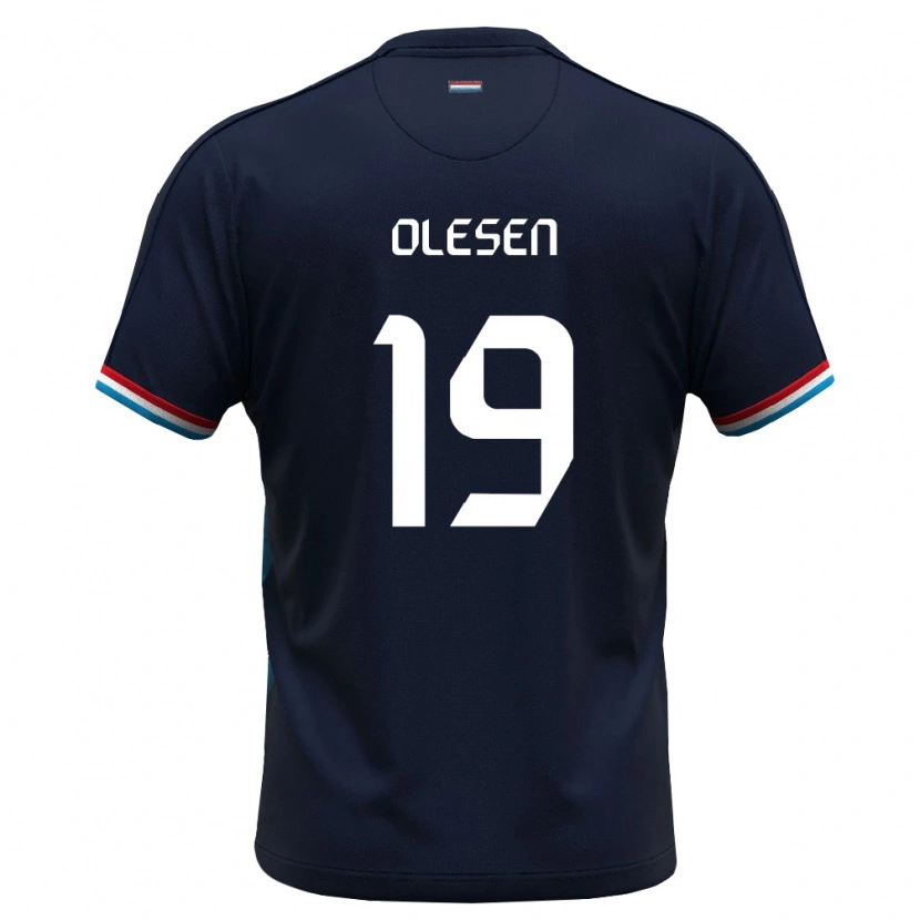 Danxen Pánské Lucembursko Mathias Olesen #19 Královská Modrá Červená Daleko Hráčské Dresy 26-28 Dres