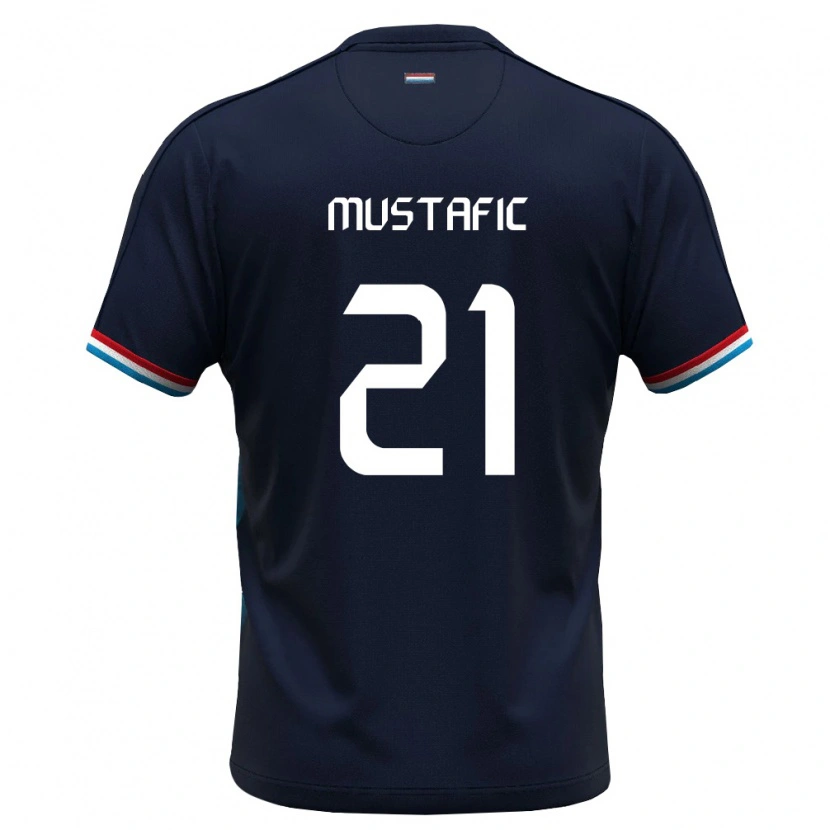 Danxen Pánské Lucembursko Mirza Mustafic #21 Královská Modrá Červená Daleko Hráčské Dresy 26-28 Dres