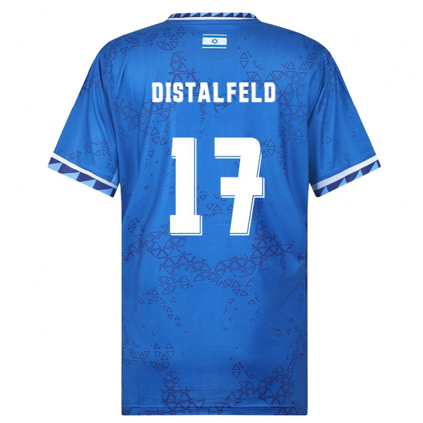 Danxen Pánské Izrael Yanai Distalfeld #17 Modrá Bílá Daleko Hráčské Dresy 26-28 Dres
