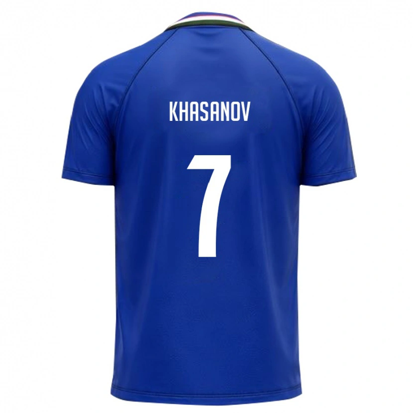 Danxen Dámské Uzbekistán Sadriddin Khasanov #7 Královská Modrá Bílá Domů Hráčské Dresy 26-28 Dres