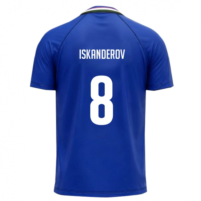 Danxen Dámské Uzbekistán Jamshid Iskanderov #8 Královská Modrá Bílá Domů Hráčské Dresy 26-28 Dres