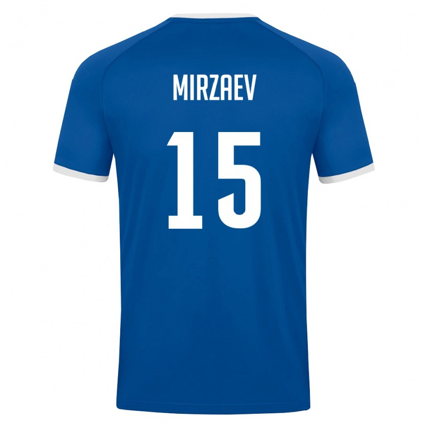 Danxen Dámské Uzbekistán Lazizbek Mirzaev #15 Královská Modrá Bílá Domů Hráčské Dresy 26-28 Dres