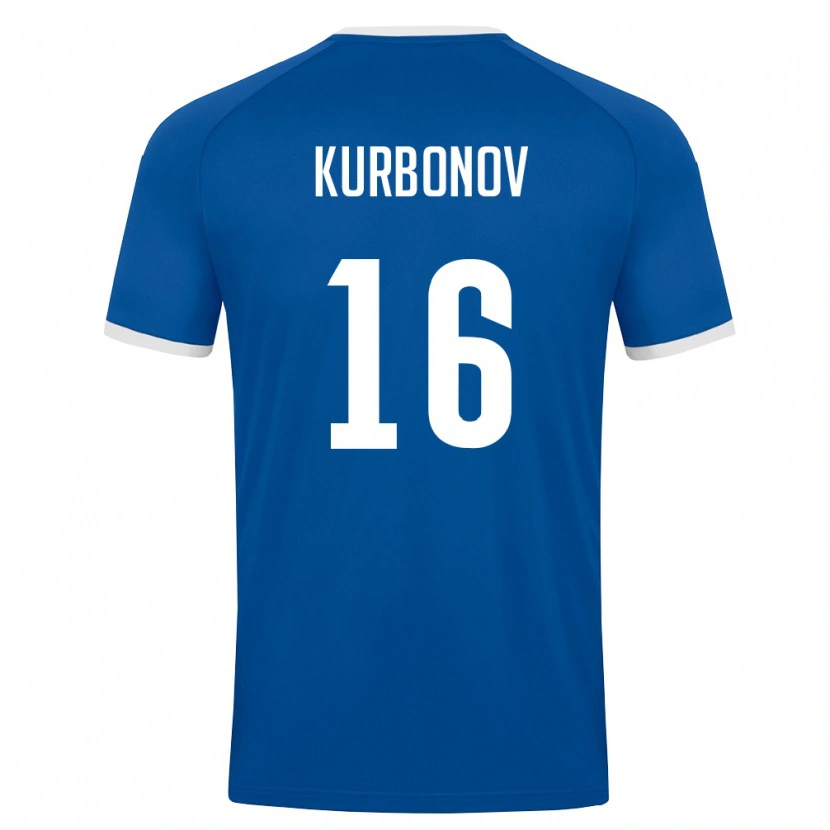 Danxen Dámské Uzbekistán Bilol Kurbonov #16 Královská Modrá Bílá Domů Hráčské Dresy 26-28 Dres