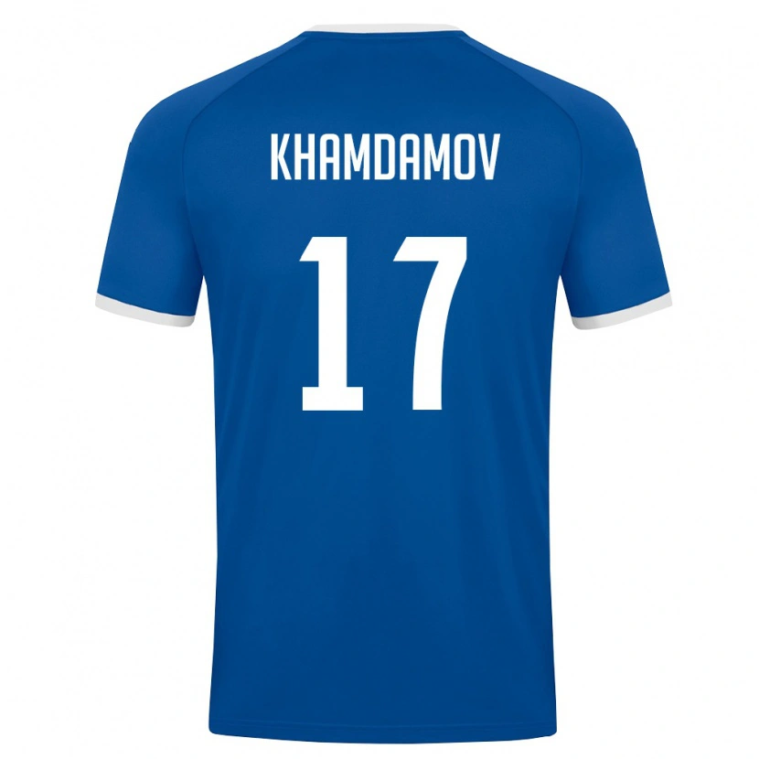 Danxen Dámské Uzbekistán Dostonbek Khamdamov #17 Královská Modrá Bílá Domů Hráčské Dresy 26-28 Dres
