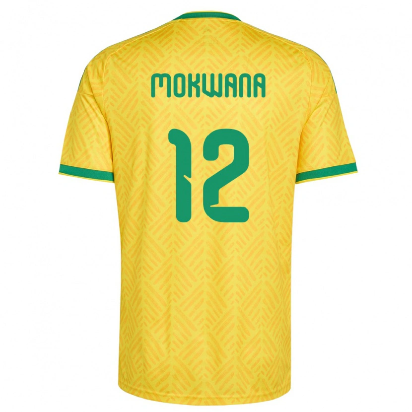 Danxen Dámské Jihoafrická Republika Elias Mokwana #12 Žlutá Zelená Domů Hráčské Dresy 26-28 Dres