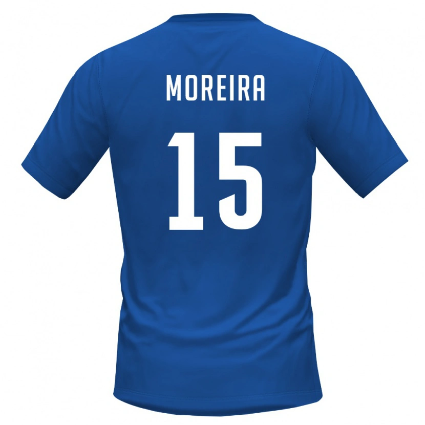 Danxen Dámské Kapverdy David Moreira #15 Královská Modrá Červená Domů Hráčské Dresy 26-28 Dres